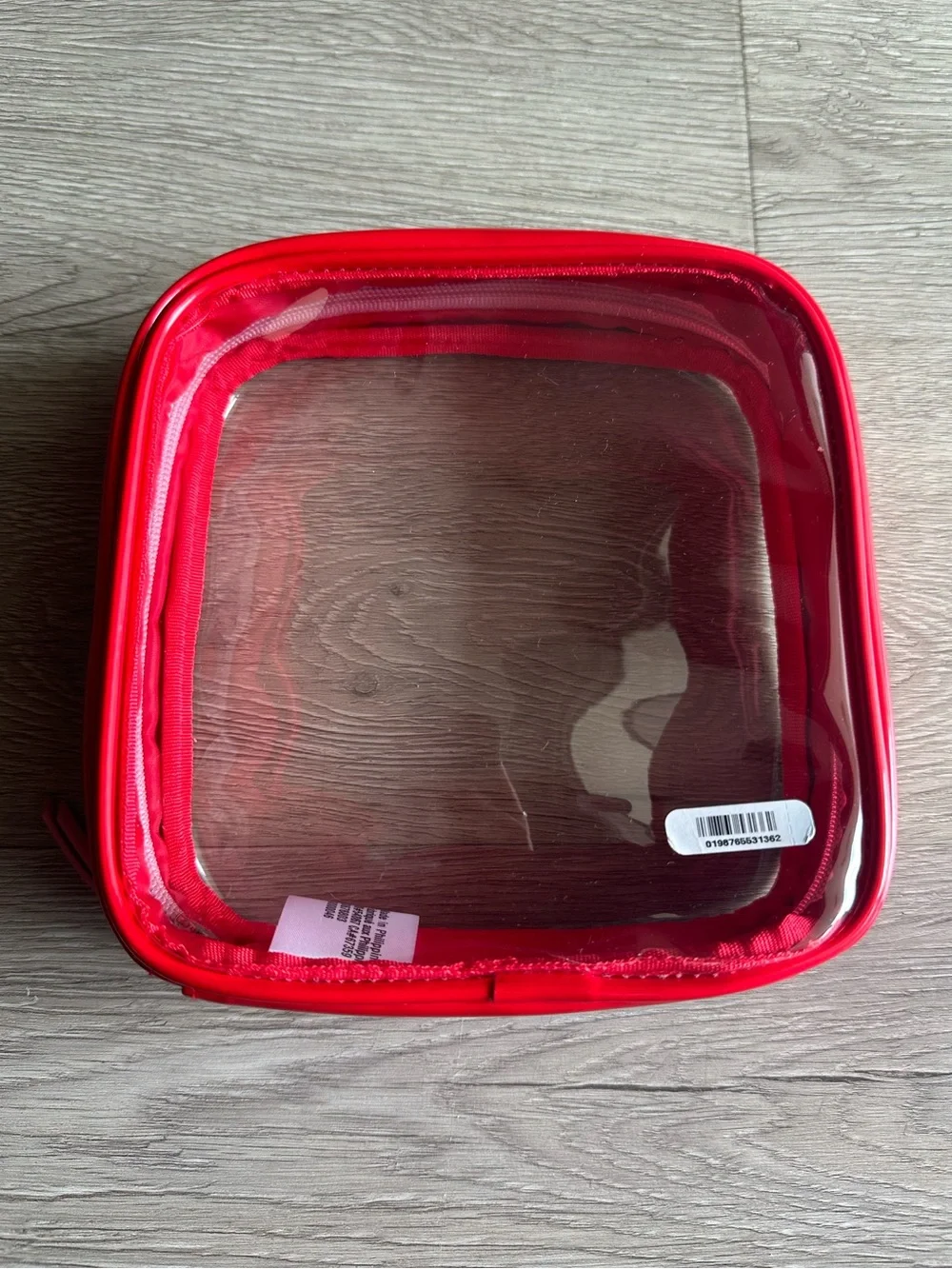 Victoria's Secret PINK Cosmetic Makeup Pouch Case Red Patent with Pink Zipper